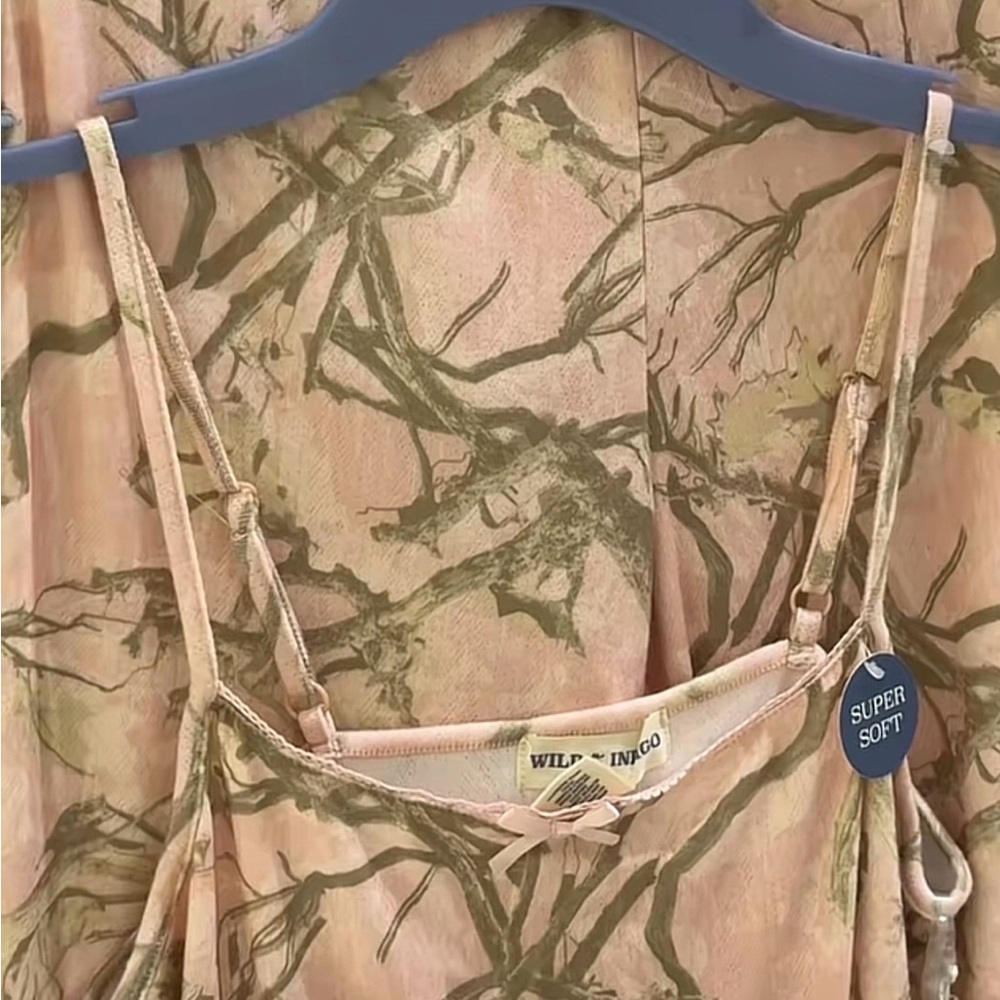 Pink Camouflage Spaghetti Strap pj set